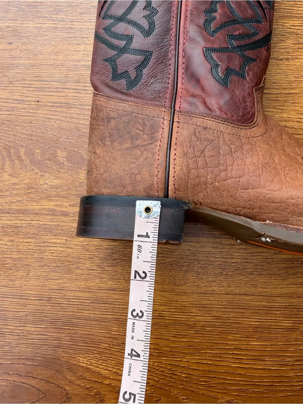 Old West Men’s 6D Brown Leather Cowboy Boots Skull Graphic Square Toe Handmade